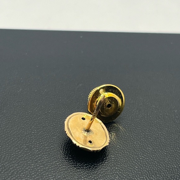 10k yellow gold green jadeite cabochon stone tie tack pin vintage - Picture 14 of 14